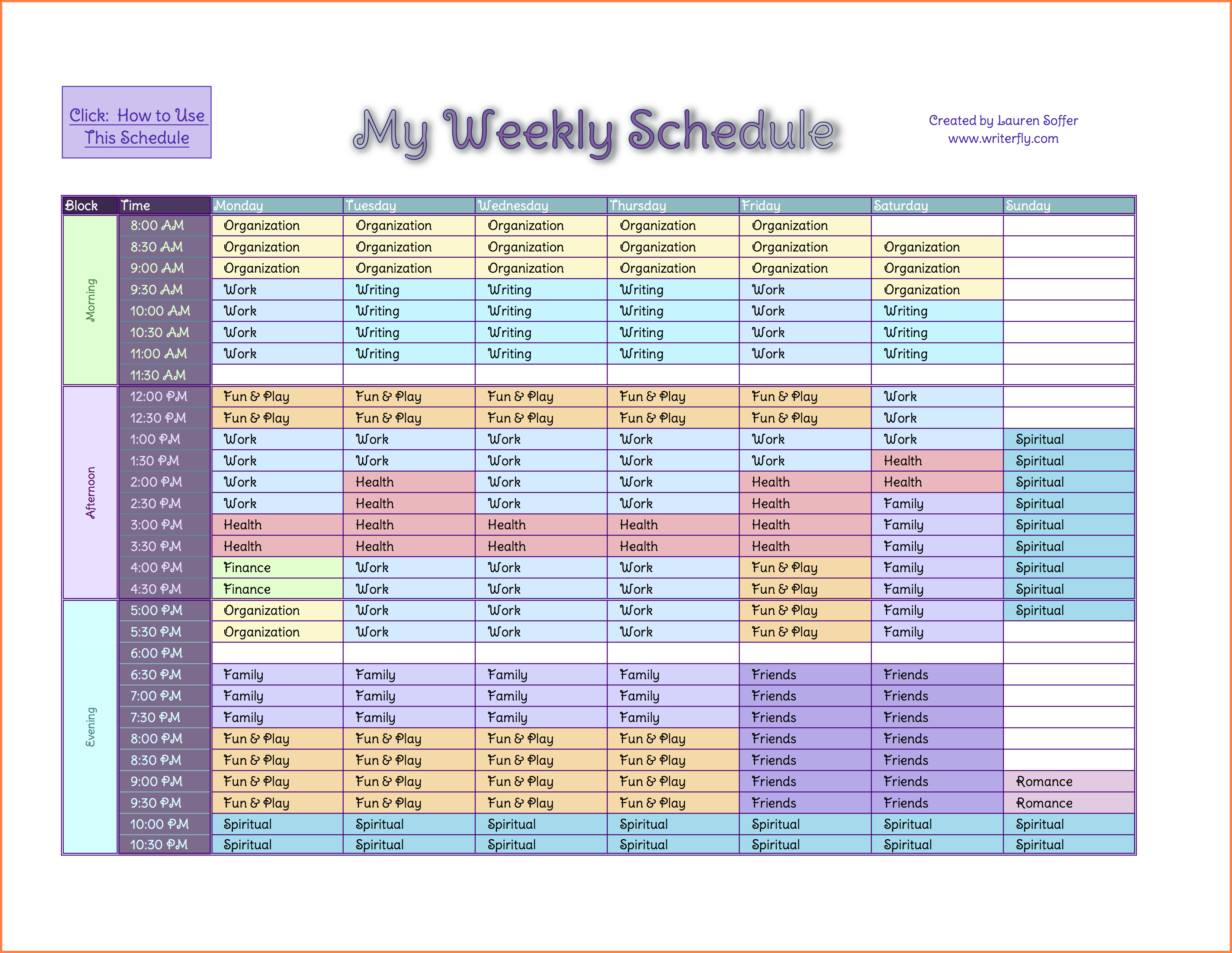 Weekly Schedule Template for Excel