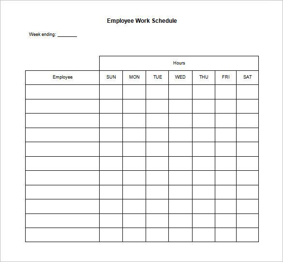 paper weekly schedule template word