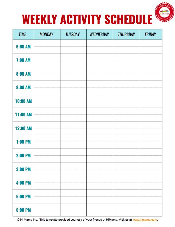 Time Schedule Template