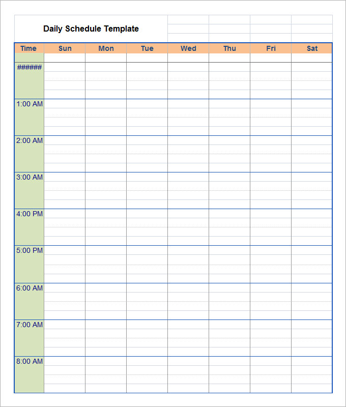 paper weekly schedule template word