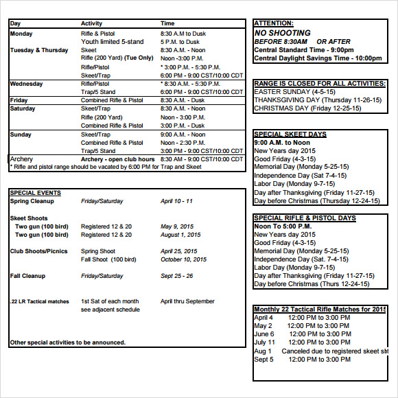 Sample Shooting Schedule 12+ Documents in PDF, Word, Excel
