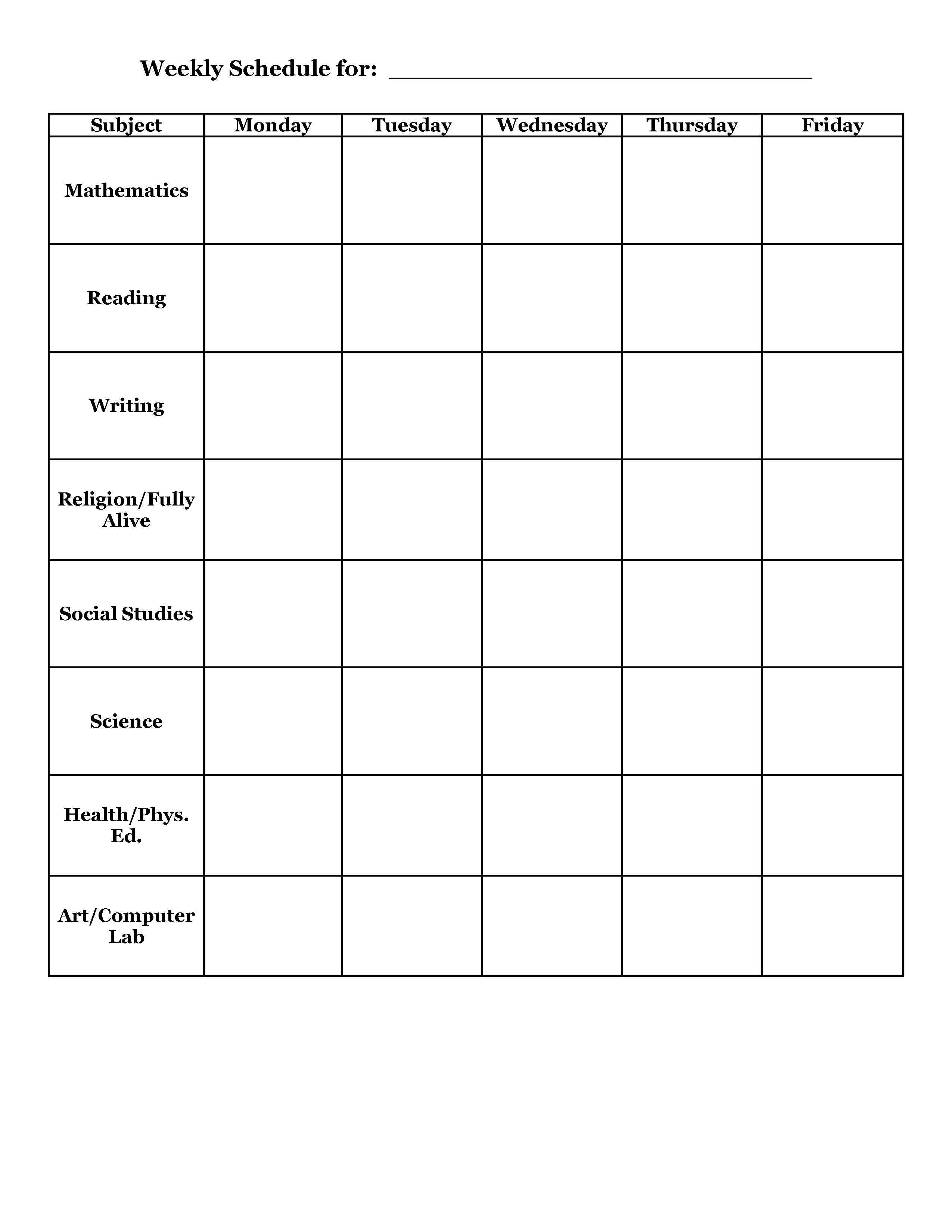 student planner templates | Weekly Schedule Template For 