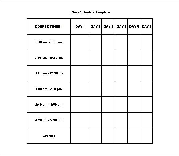 Class Schedule Template – 8+ Free Sample, Example Format Download 