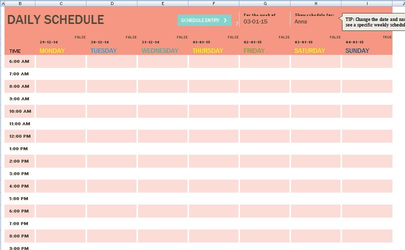 microsoft schedule templates ms excel weekly college tasks 