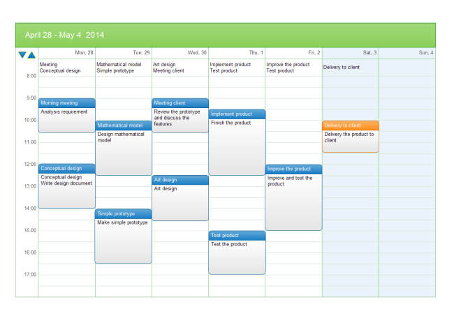 Weekly task schedule Office Templates