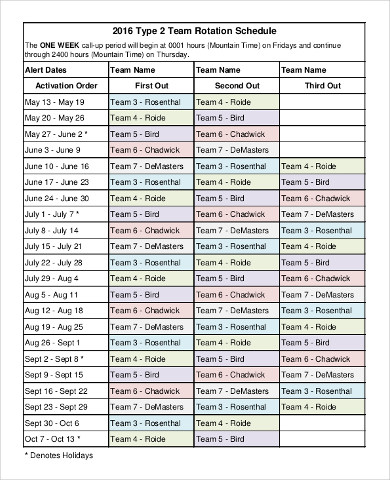 Team Schedule Template 9+Free Word, PDF Documents Download | Free 