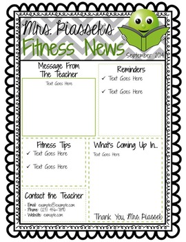 Classroom Newsletter Template EDITABLE FREEBIE by Phys Ed is a Hoot