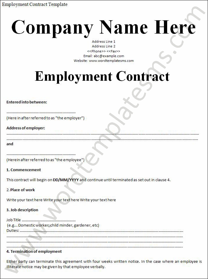 Sample Employment Sample Manager Employment Contract Employment 