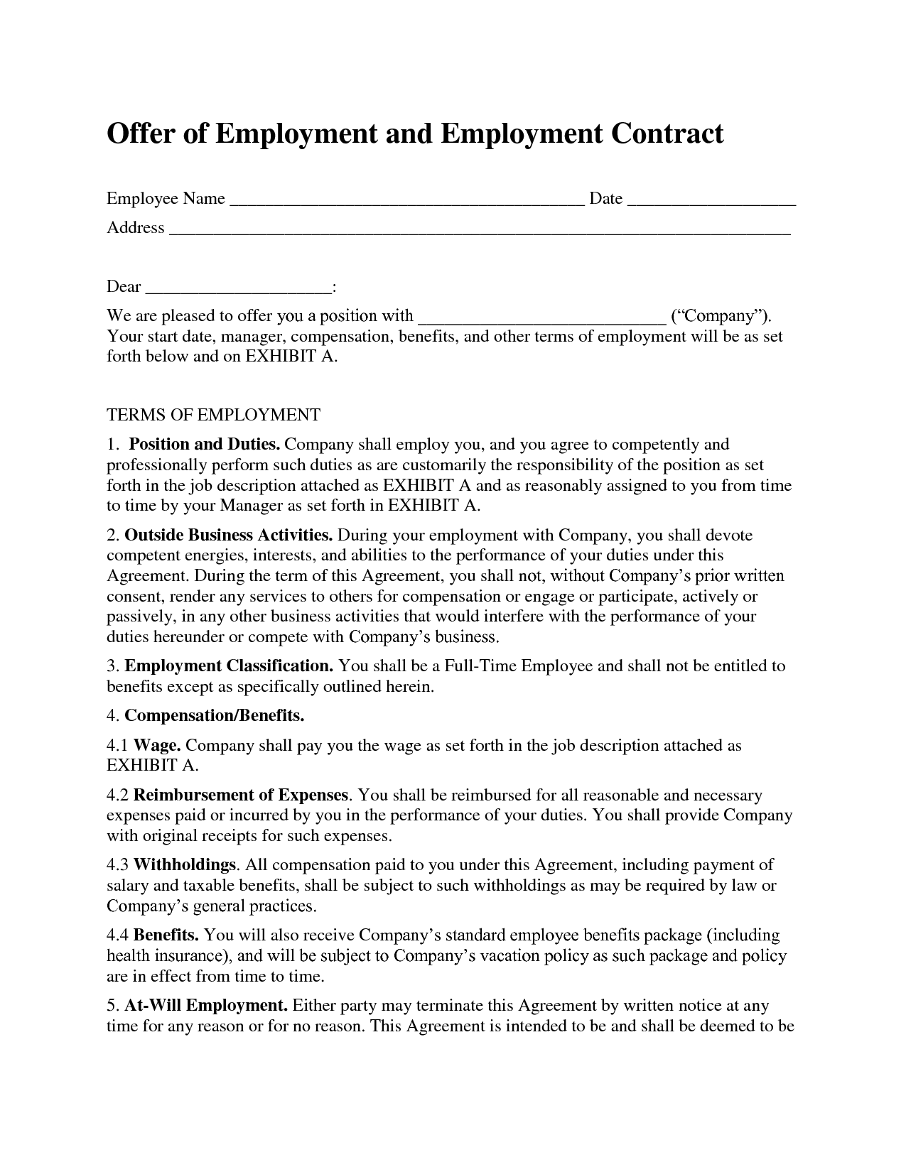 employee contract example Londa.britishcollege.co