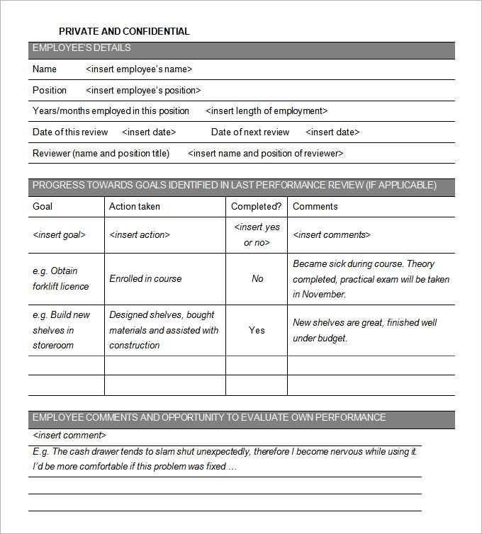 Free Examples of Employee Evaluations