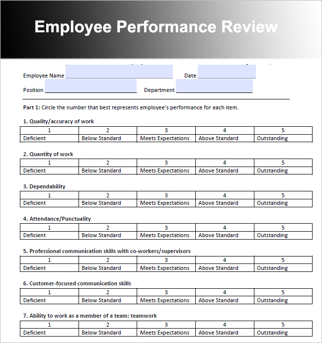 Employee Review Templates 10+ Free PDF Documents Download | Free 