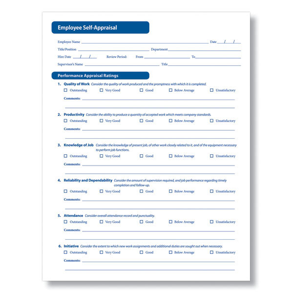 Employee Self Appraisal Form in Downloadable Format