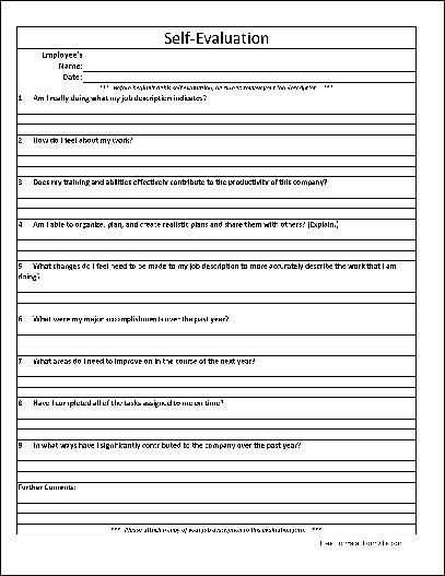 free employee self evaluation template forms Google Search 