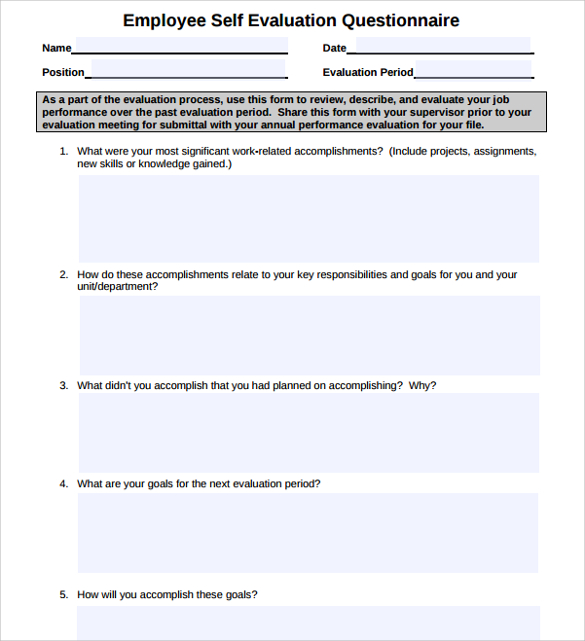 Sample Employee Self Evaluation Form 14+ Free Documents in Word, PDF