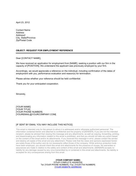 Employee Reference Letters Download Templates | Biztree.com