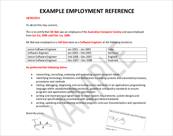 Employee Reference Letters Download Templates | Biztree.com