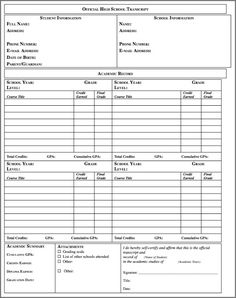 Download: High School Transcript Template | Homeschool high school 