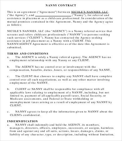 10+ Sample Nanny Contract Templates Free Sample, Example, Format 