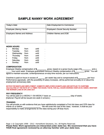 Nanny Contract Template: Free Download, Create, Edit, Fill and Print