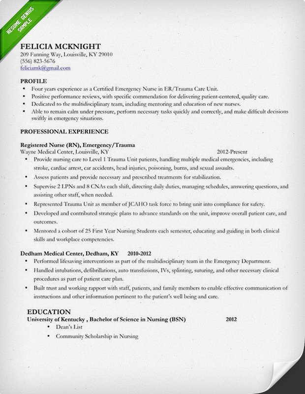 Mid Level Nurse Resume Sample 2015 Professional Experience Details 