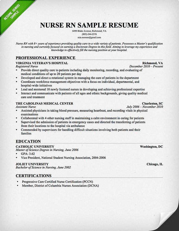 Nursing Resume Sample & Writing Guide