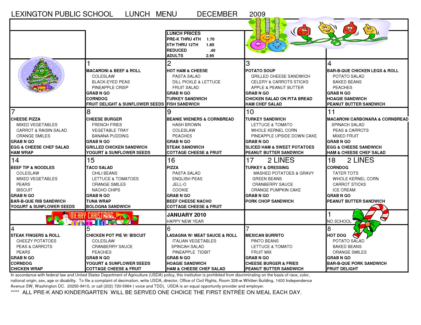 Template For School Lunch Menu printable schedule template