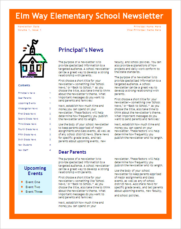 6+ School Newsletter Templates – Free Word, PDF Format Download 