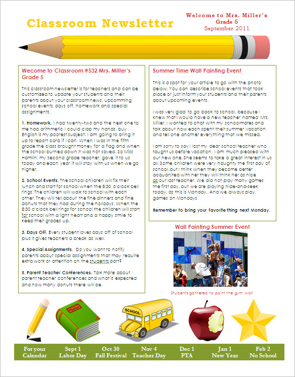 6+ School Newsletter Templates – Free Word, PDF Format Download 