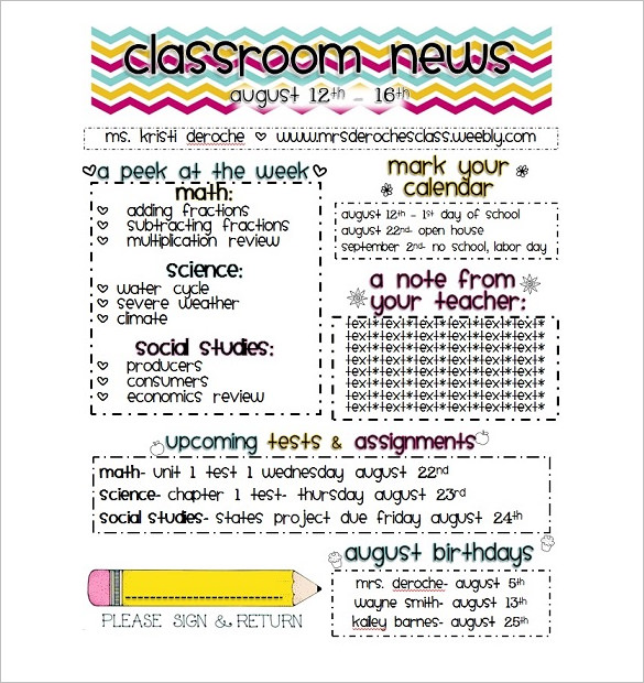 WordDraw. Free Classroom Newsletter Template