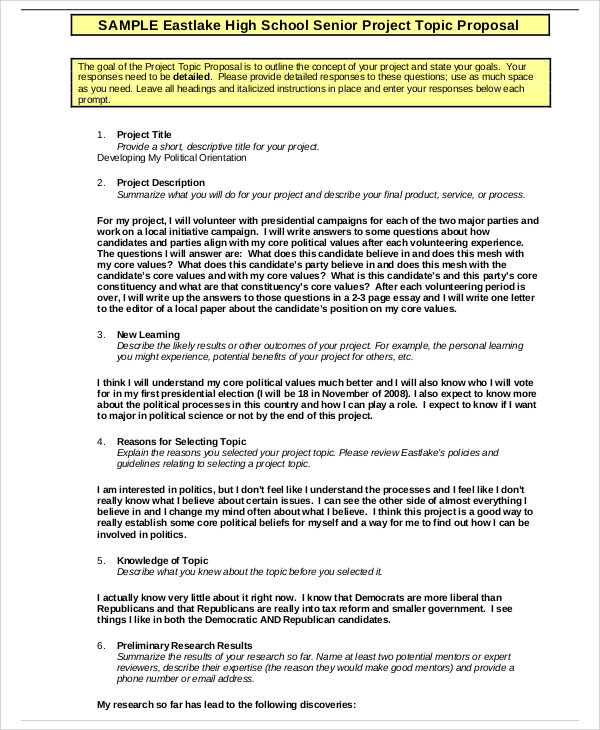 School Project Proposal Templates 9+ Free Word, PDF Format 