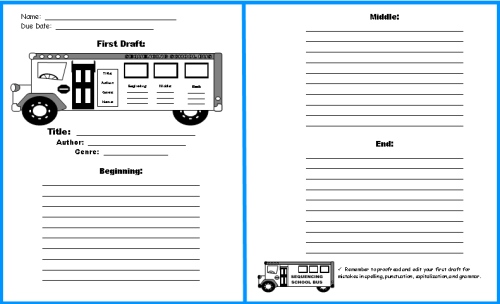 School Bus Book Report Project: templates, worksheets, grading 