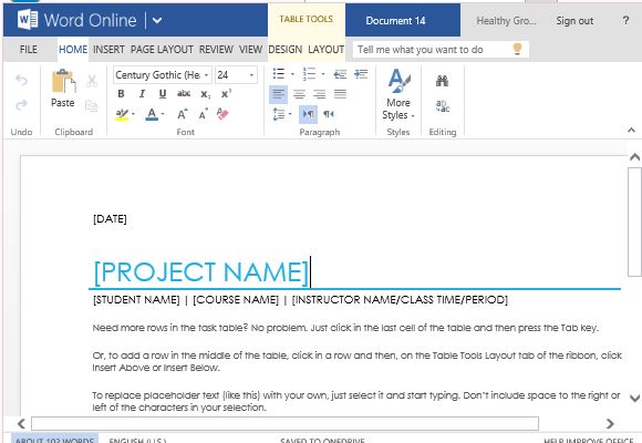 School Project Task List Template For Word Online