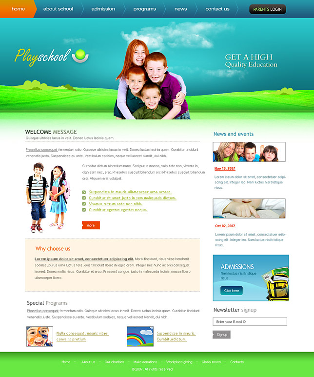 Attractive Play school web templates