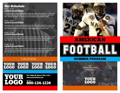 Front and back, half fold Sports Program Brochure. Customize to 