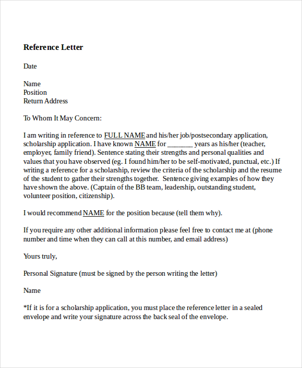 7 Reference Letter for Teacher Templates Free Sample Example Ideas 