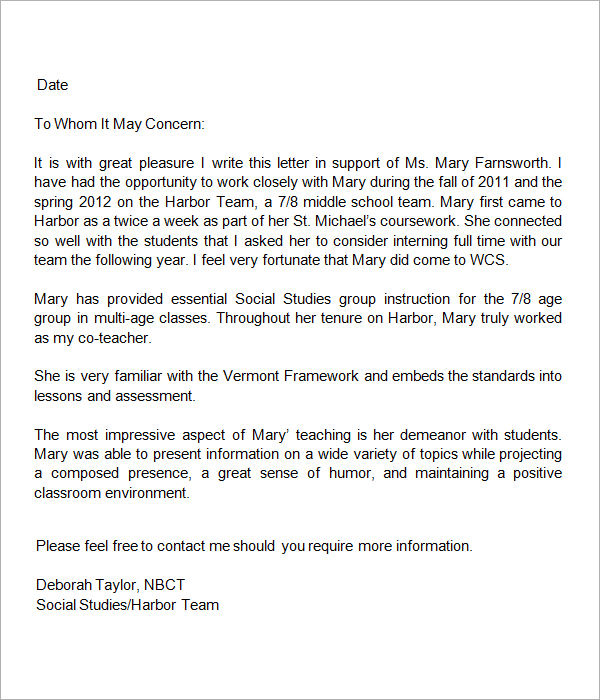 13 + Letters of Recommendation for Teacher | Sample Templates 