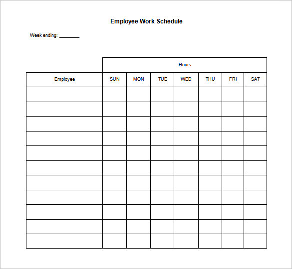 Blank Work Schedule Template 