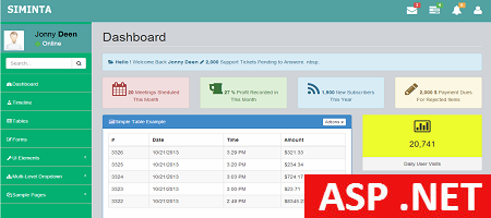 Free ASP .Admin Template SIMINTA mini