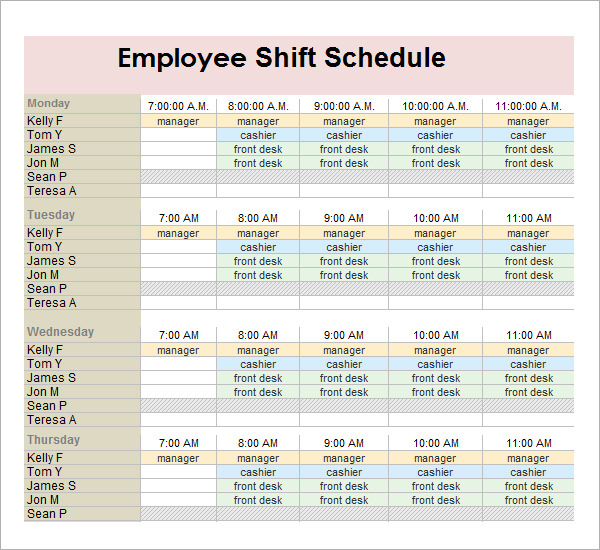 Employee Schedule Template 15+ Free Sample, Example Format 