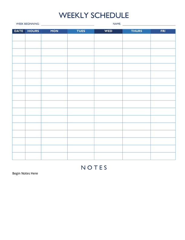 Free Work Schedule Templates for Word and Excel