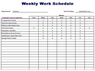 Employee Schedule Template Blank Work Schedule Template 12 Free 