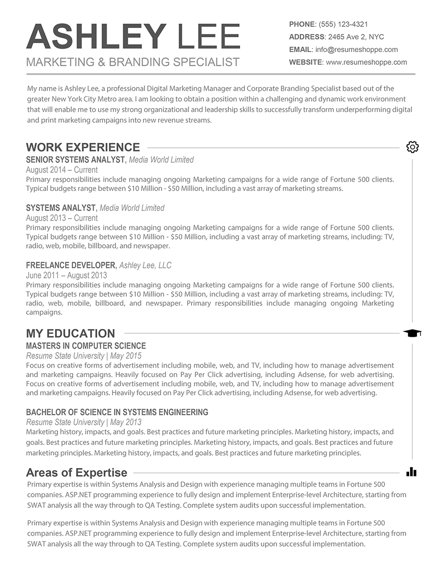 The Ashley Resume Creative Resume for Mac and Word | Microsoft 