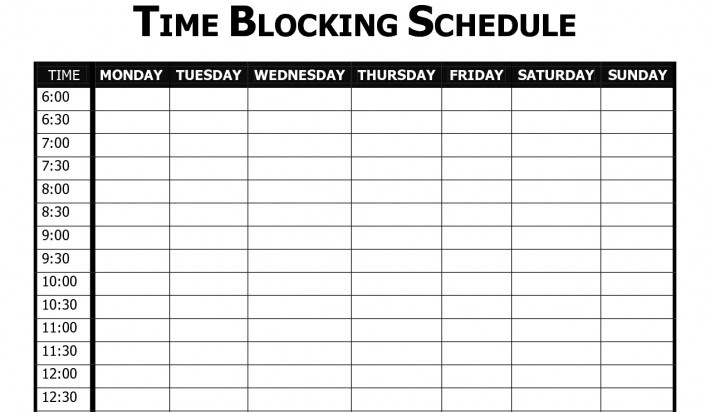 Time Block Schedule Template printable schedule template