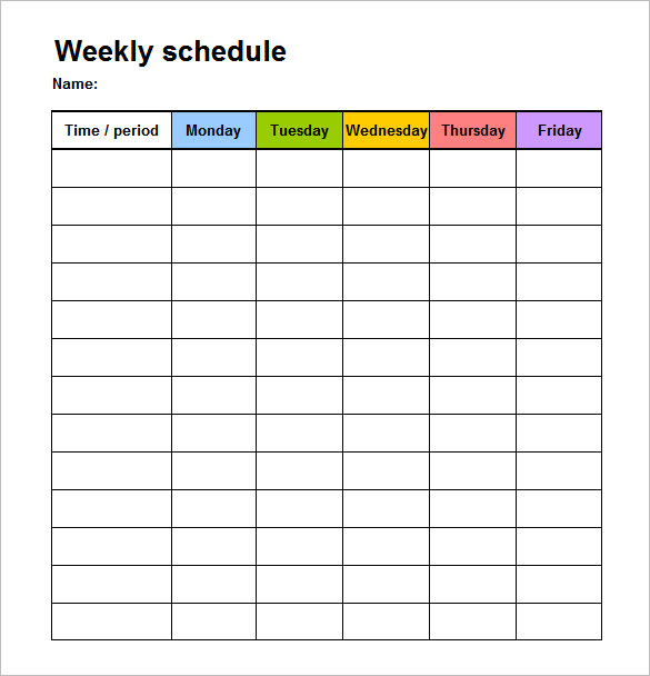 Time Block Schedule Template | printable schedule template