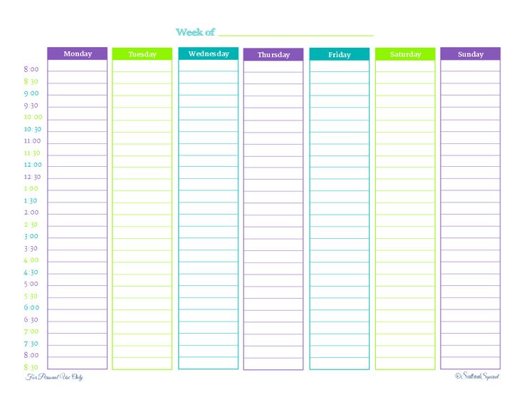 Time Block Schedule Template | printable schedule template