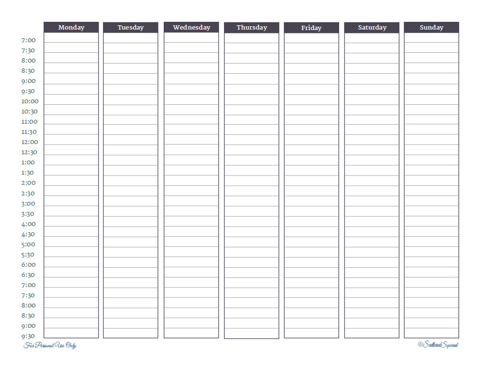 Time Block Schedule Template – Printable Schedule Template