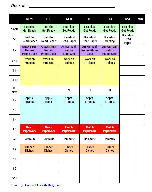 Time Block Schedule Template – Printable Schedule Template