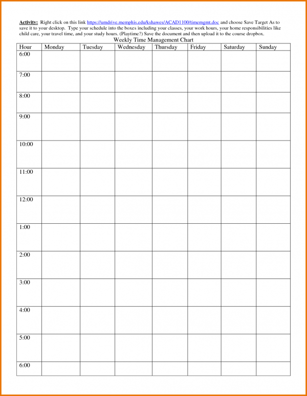 Time Block Schedule Template
