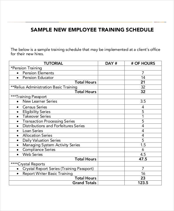 Employee Training Schedule Template 14+ Free Word, PDF Format 