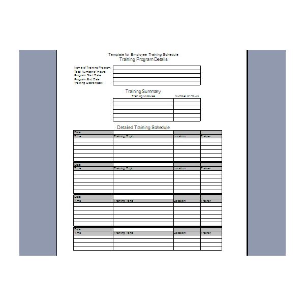 Employee Training Schedule Template